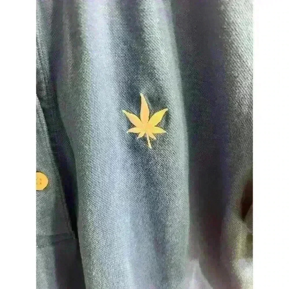 Boast Blue Pot Leaf Logo Golf Tennis Pickleball Polo Top L - Picture 2 of 6